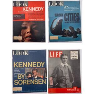 Lot of 4 Vintage Magazines - 3 Look (1965) & 1 Life (1947) John F. Kennedy FDR
